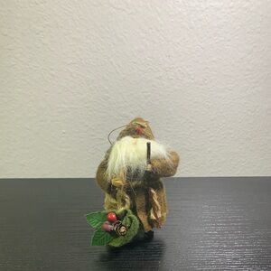 Vintage Folk Art Woodsman Santa 4 1/2"  Christmas Ornament